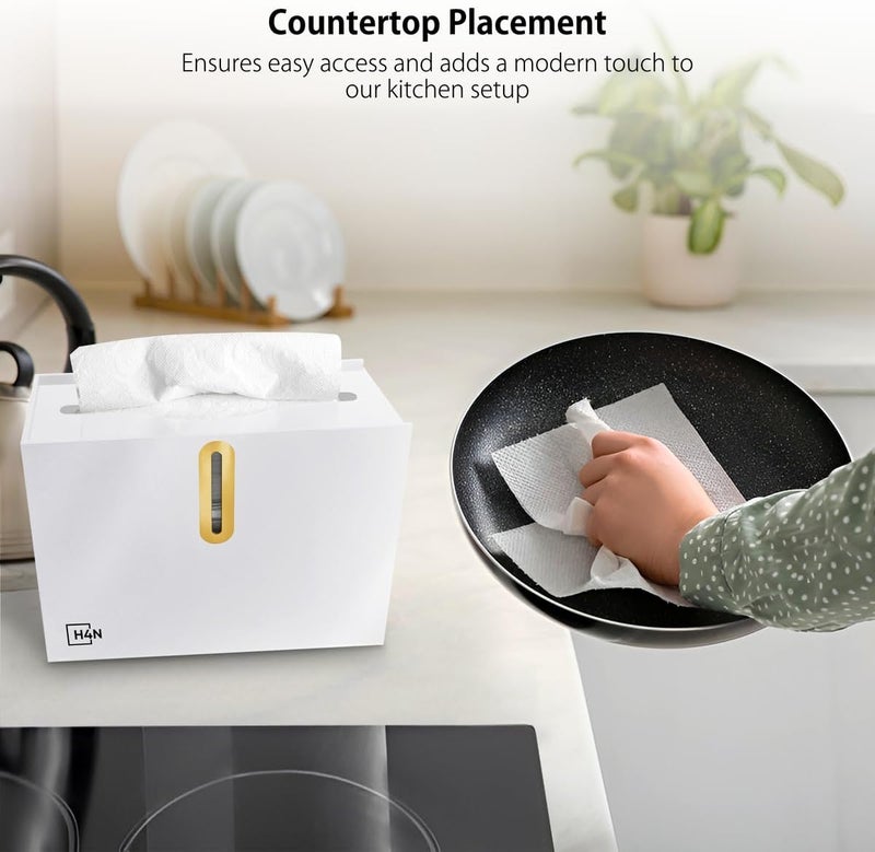 H4N Multifold Hand Paper Towel Dispenser Countertop, Compact Design, Single Sheet Dispensing for Home and Commercial Use, White - Image 4